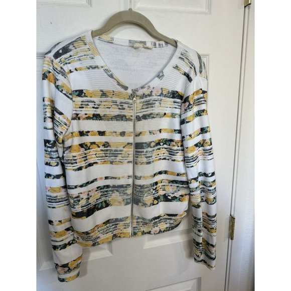 Anthropologie MOTH Cardigan Sweater Floral Knit Full Zip Women's Sz Small - Picture 1 of 5